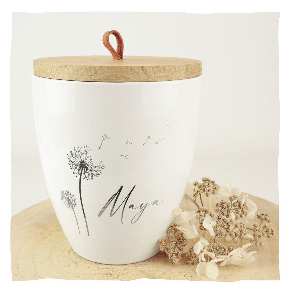 Keramik Tierurne "Blanc mit Pusteblume"