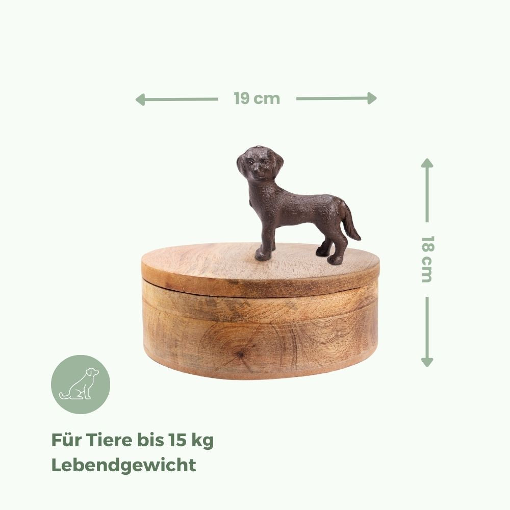 Holz Tierurne "Industrial Style mit Hund"