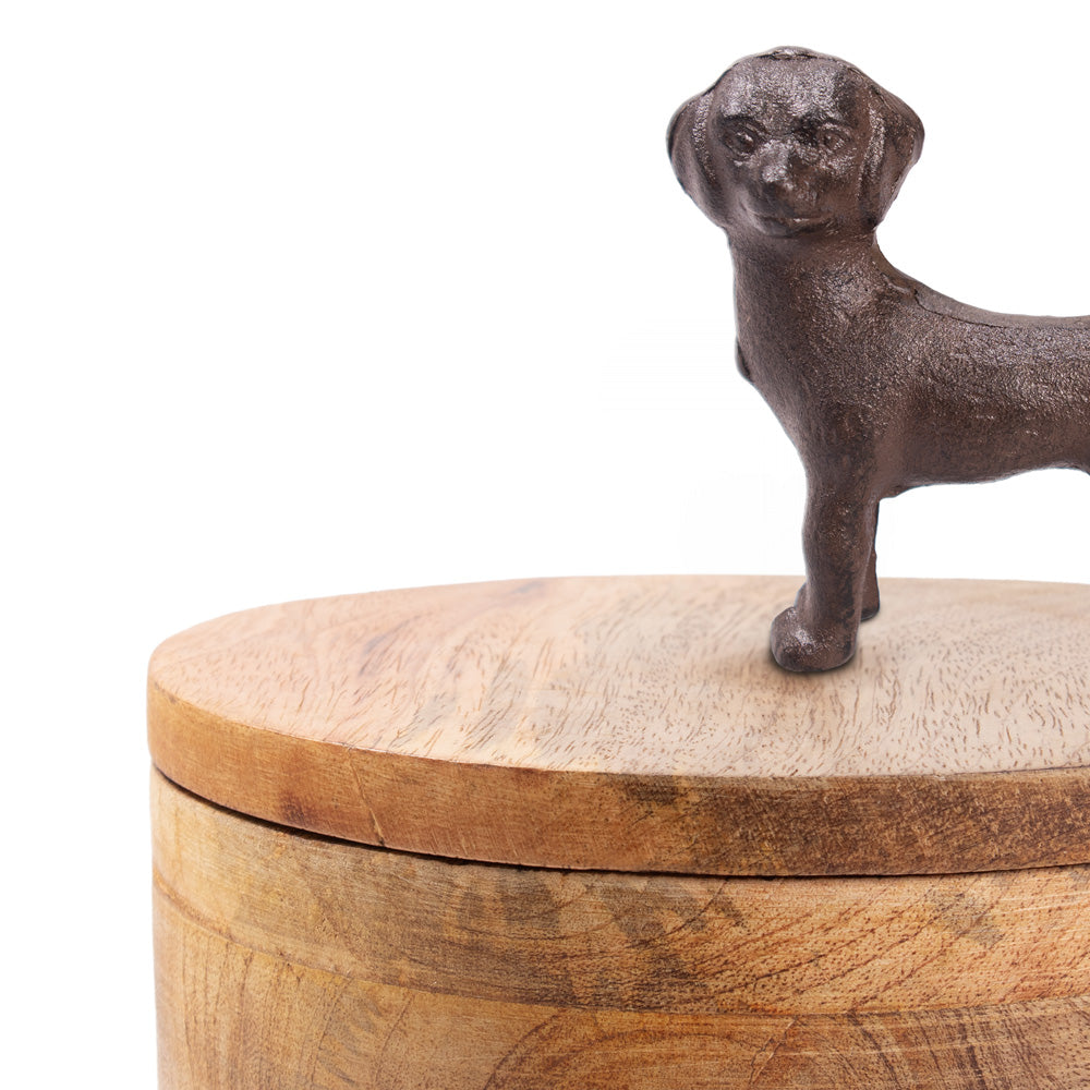 Holz Tierurne "Industrial Style mit Hund"