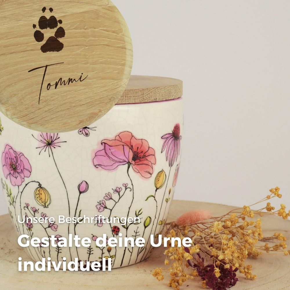 zweiteilige Keramikurne und Ginseng Bonsai (inkl. Leinensäckchen)