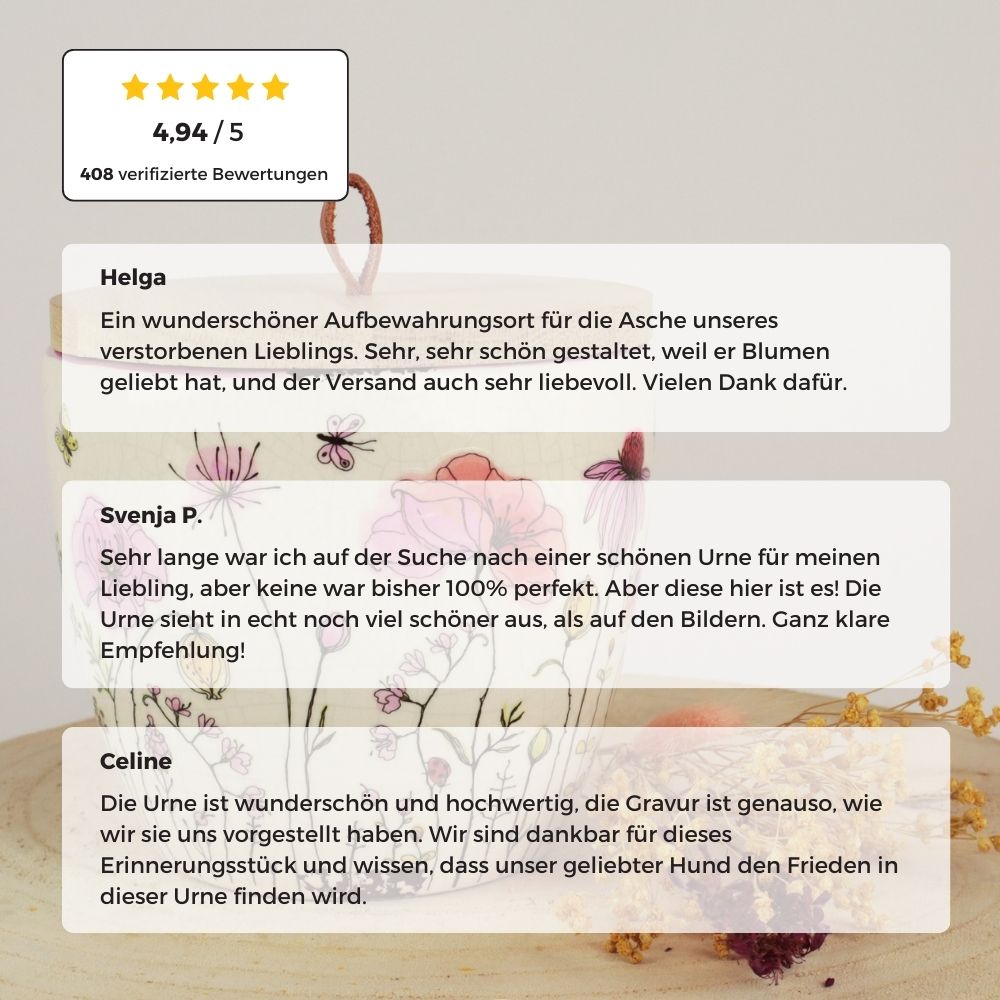 zweiteilige Keramikurne und Ginseng Bonsai (inkl. Leinensäckchen)