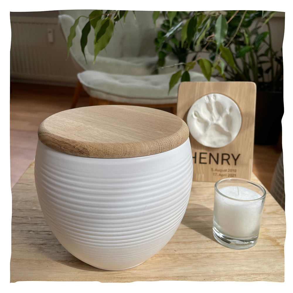 Tierurne Keramik weiß "bauchig"