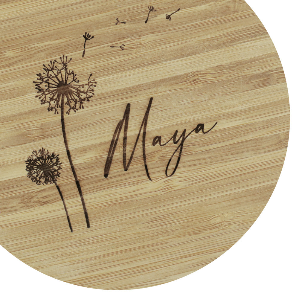 Individuelle Beschriftung in Handschrift mit Pusteblume