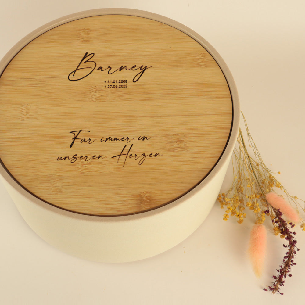 Individuelle Beschriftung in Handschrift mit Spruch