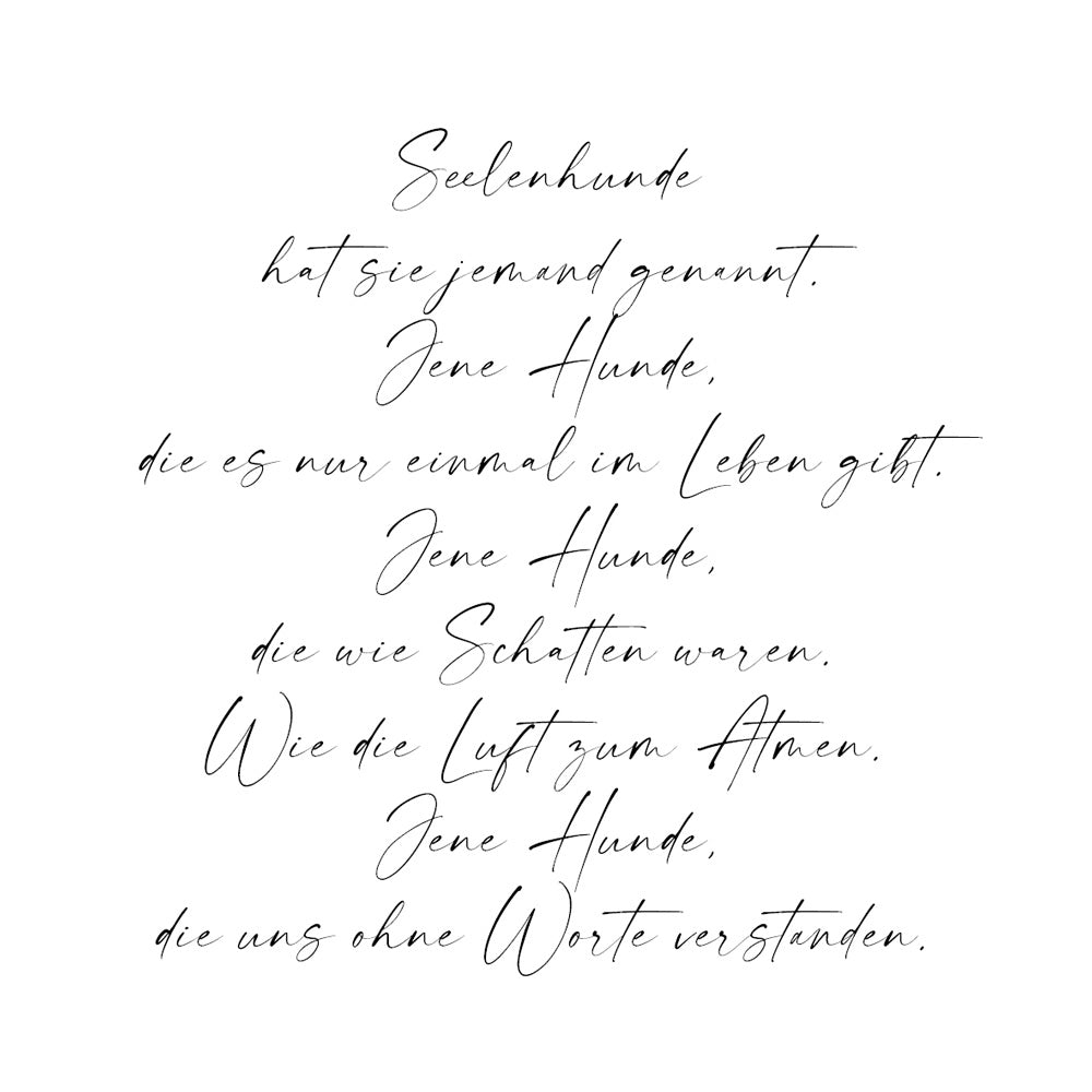 Individuelle Beschriftung in Handschrift mit Spruch