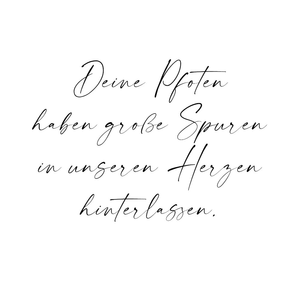 Individuelle Beschriftung in Handschrift mit Spruch