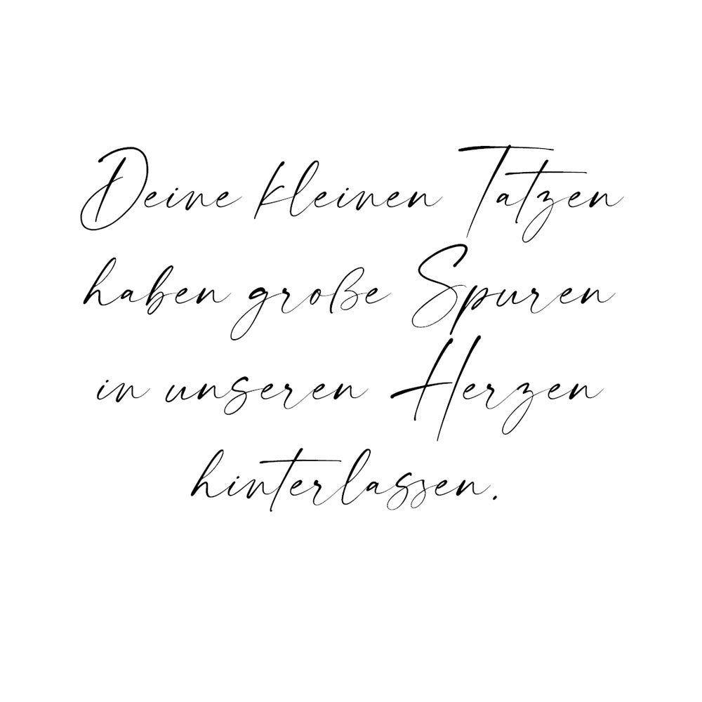 Individuelle Beschriftung in Handschrift mit Spruch
