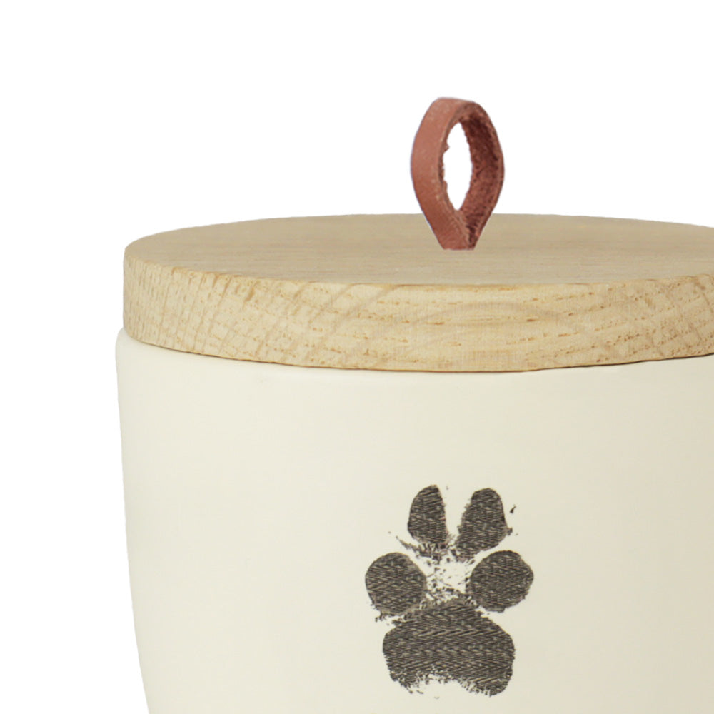 Keramik Tierurne "White Pearl mit originalem Pfotenabdruck deines Tieres"