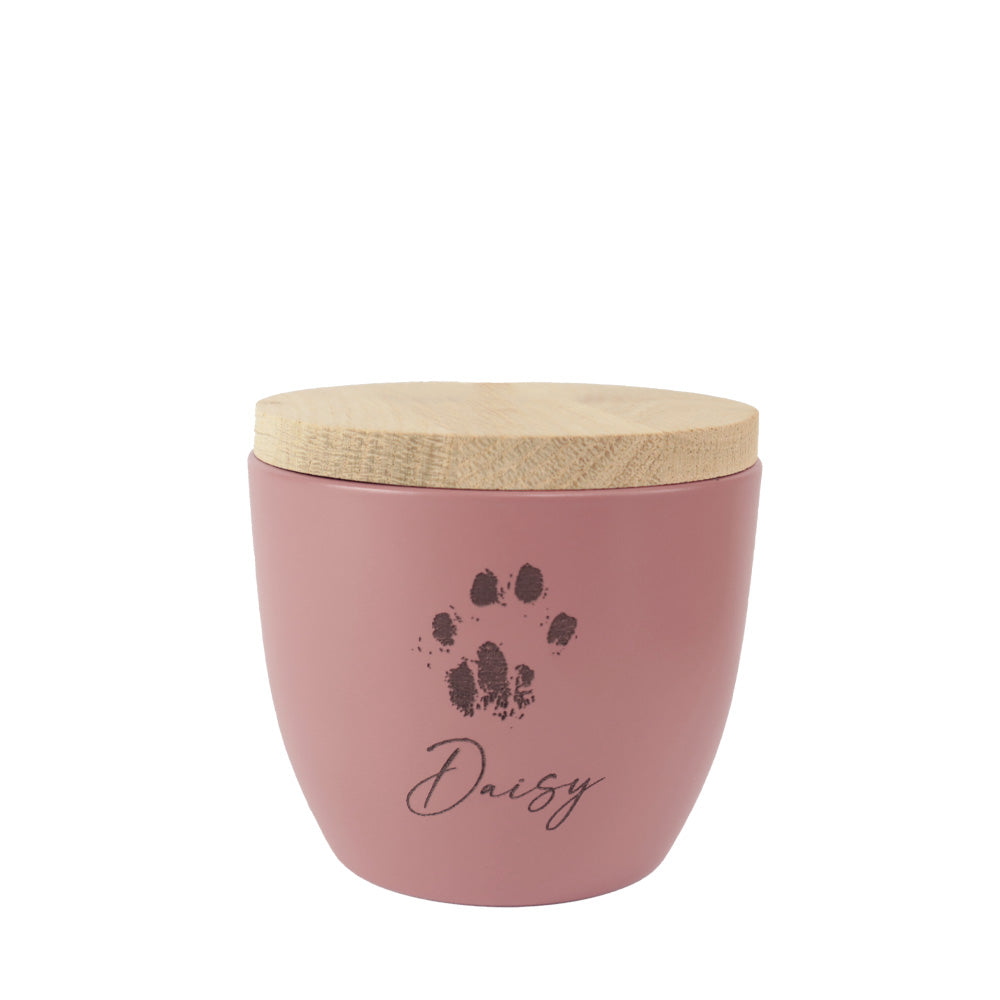 Keramik Tierurne "Dusty Pink mit originalem Pfotenabdruck deines Tieres"