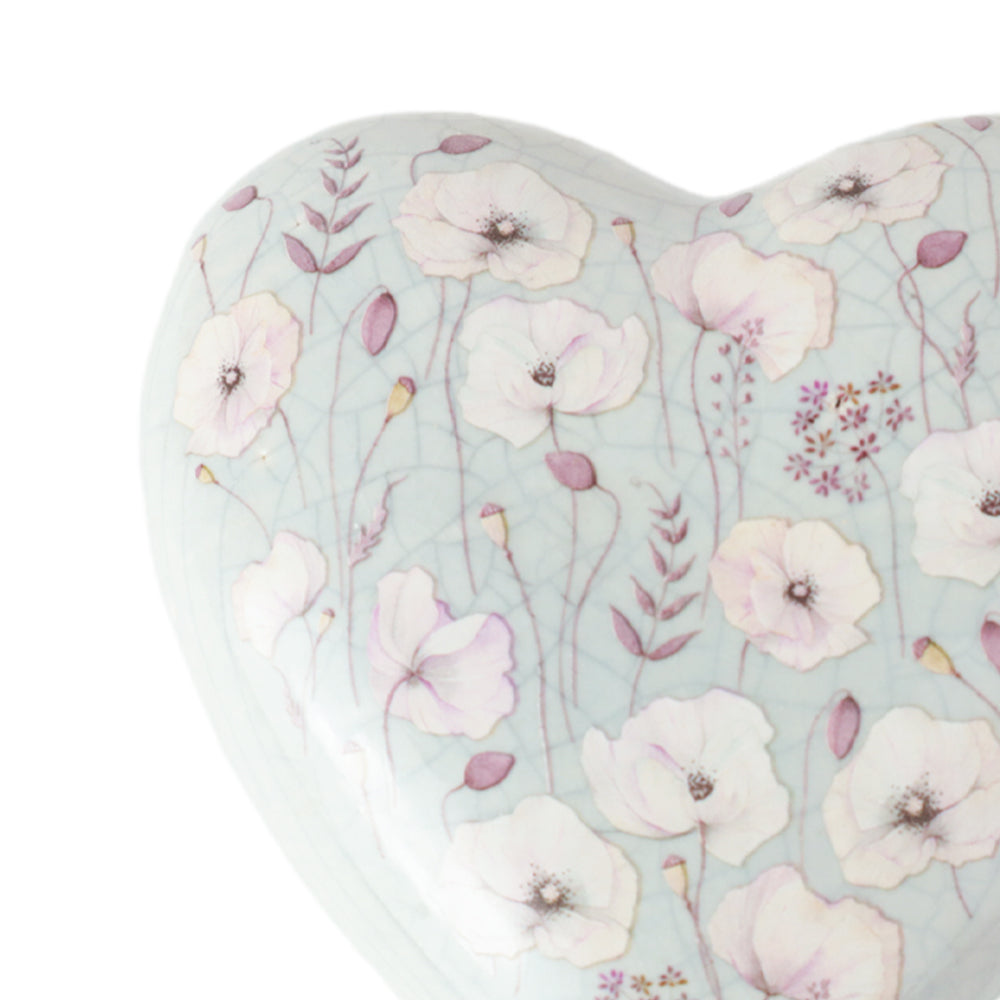 Keramik Tierurne "Heart with Poppy"
