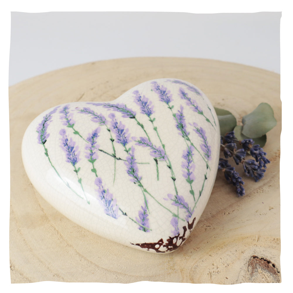 Keramik Tierurne "Heart with Lavender"