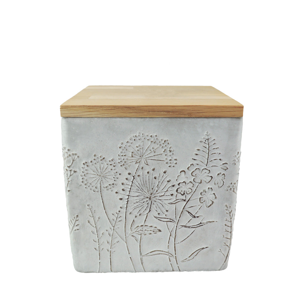 Keramik Tierurne "Wildblumen", quadratisch