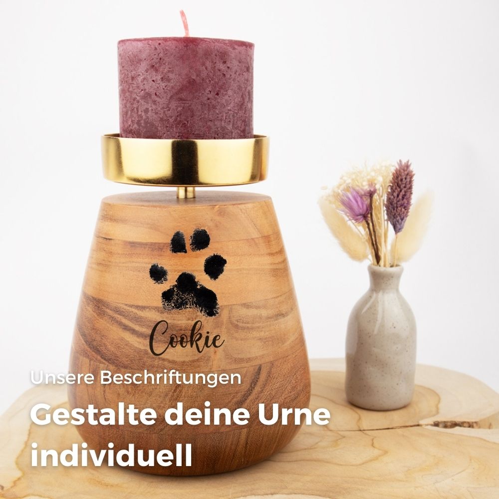 Holz Tierurne 