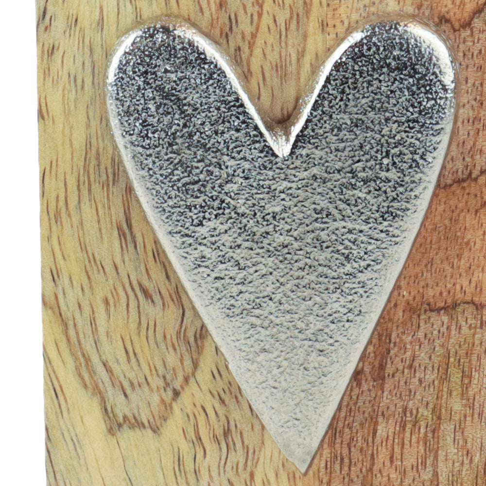 Holz Tierurne "Silver Heart mit Erinnerungslicht"
