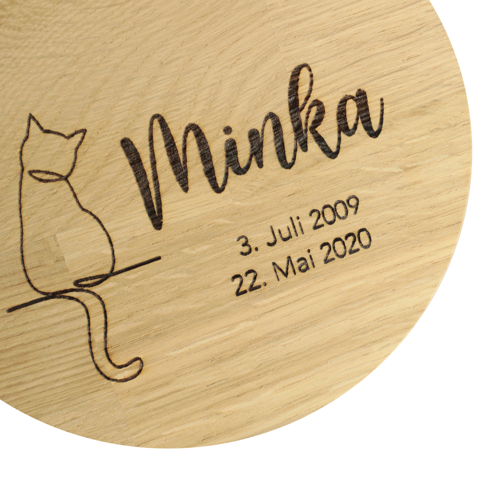 Individuelle Beschriftung in Handschrift - mit Katzen-Silhouette und Datum